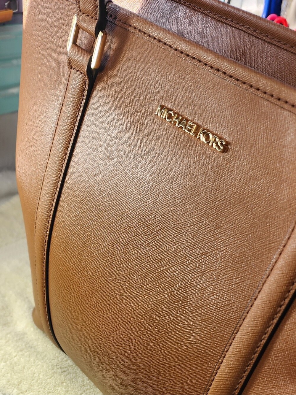 Michael Kors  "SADY" Cognac Brown Tote  EUC